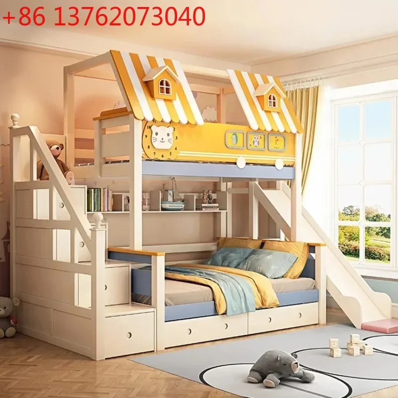 Bunk Bed With Stairs And Slide - Tempat Tidur Tingkat Anak dari Kayu
