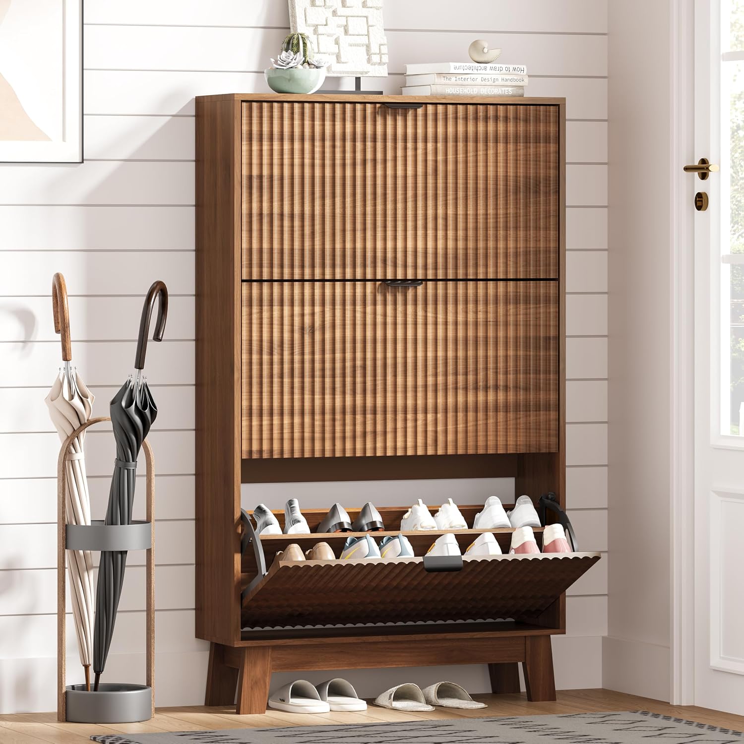 Shoe Rack Cabinet Narrow Entryway - Lemari Sepatu Pintu Masuk dengan 3