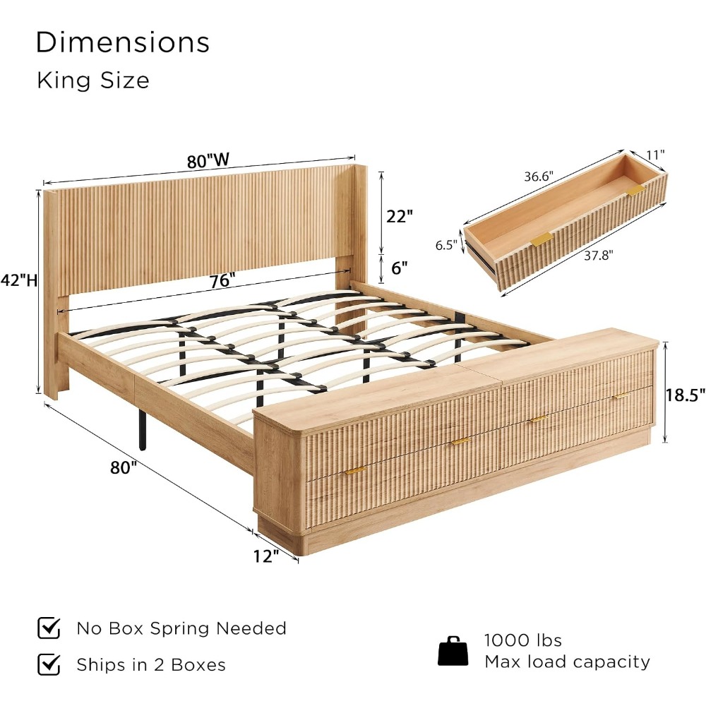 Rangka Tempat Tidur King Size  - King Size Bed Frame With Storage Drawers ulasan dan harga