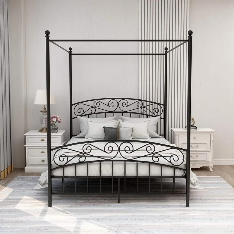 Rangka Tempat Tidur dengan Kan - Canopy Bed Frame Metal Queen ulasan dan harga