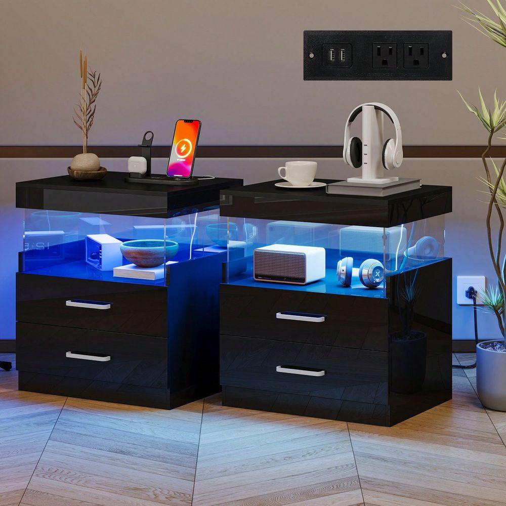 Meja Samping Tempat Tidur LED  - Floating Nightstand With Led Light ulasan dan harga