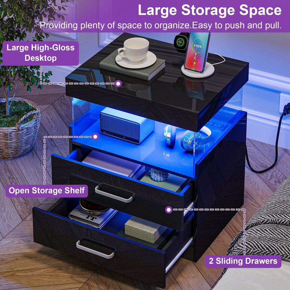 Meja Samping Tempat Tidur LED  - Floating Nightstand With Led Light ulasan dan harga