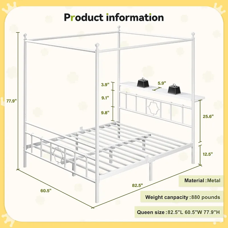 Rangka Tempat Tidur Queen deng - Canopy Bed Frame Metal Queen ulasan dan harga