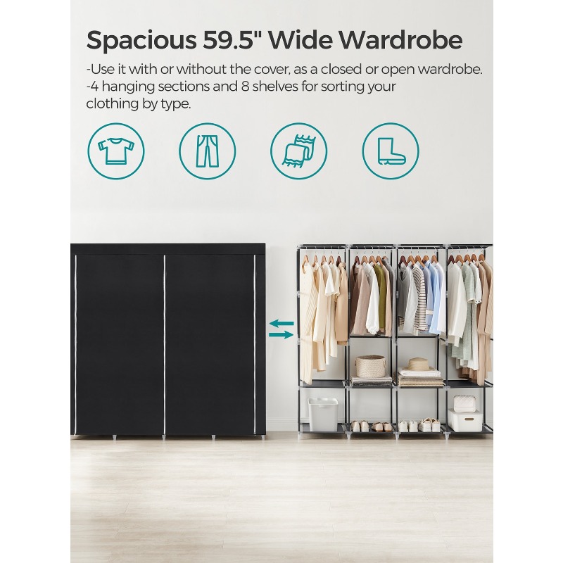 Lemari Portabel, Organizer Lem - Wardrobe Closet Portable Fabric Cover ulasan dan harga