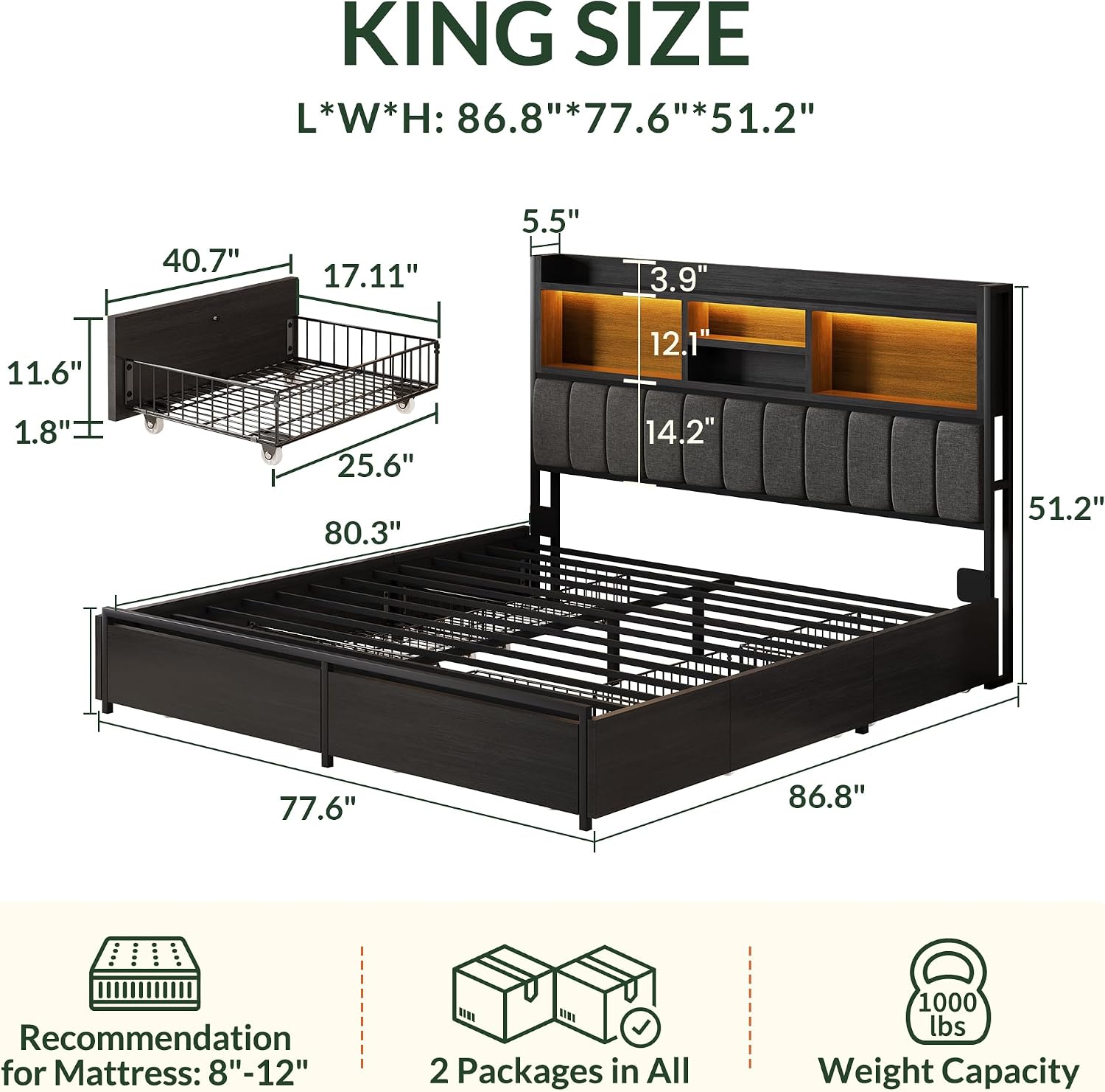 Rangka Tempat Tidur King denga - King Size Bed Frame With Storage Drawers ulasan dan harga