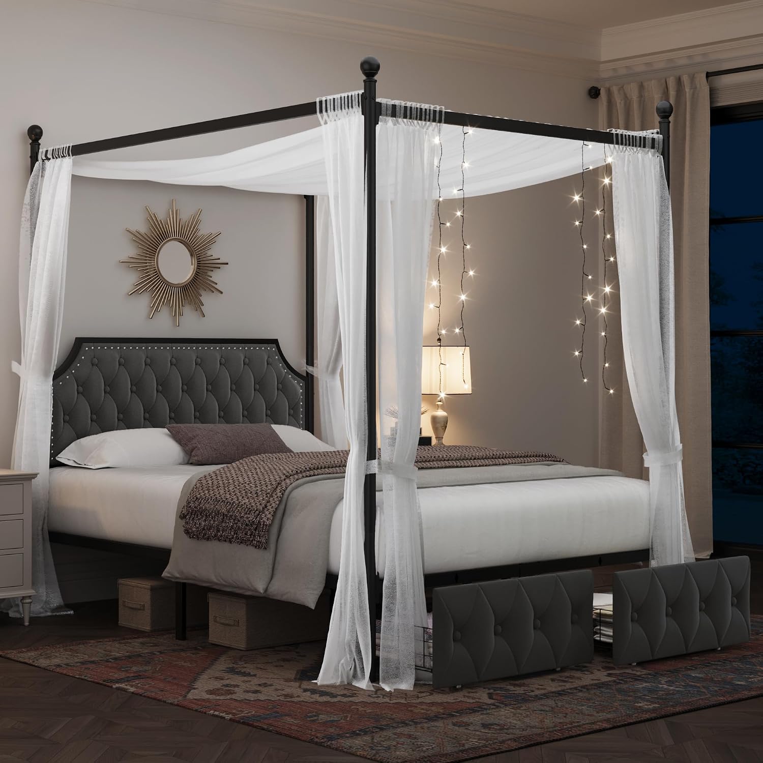Rangka Tempat Tidur Model Kano - Canopy Bed Frame Metal Queen ulasan dan harga
