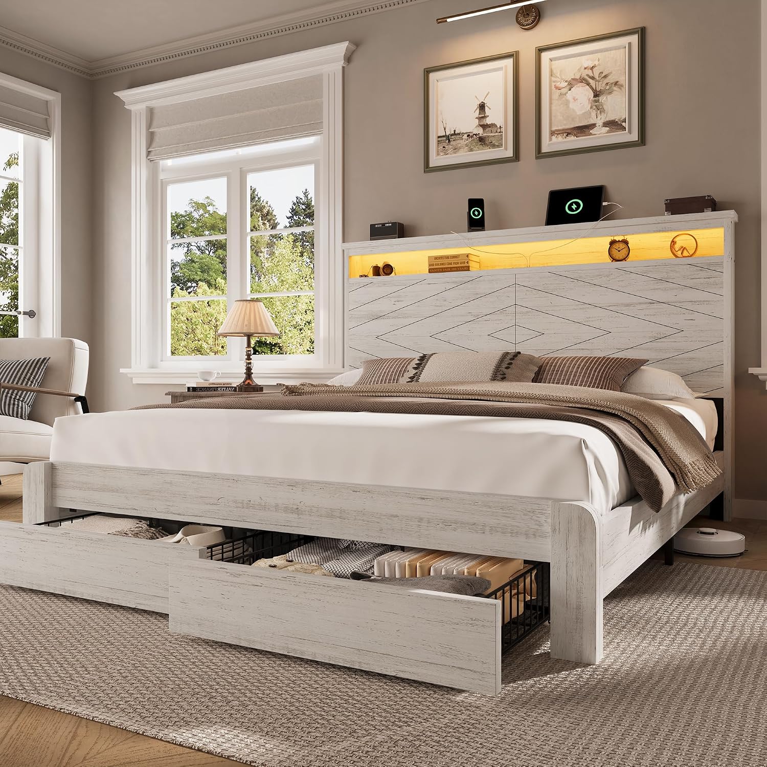Rangka Tempat Tidur Kayu Ukura - King Size Bed Frame With Storage Drawers ulasan dan harga
