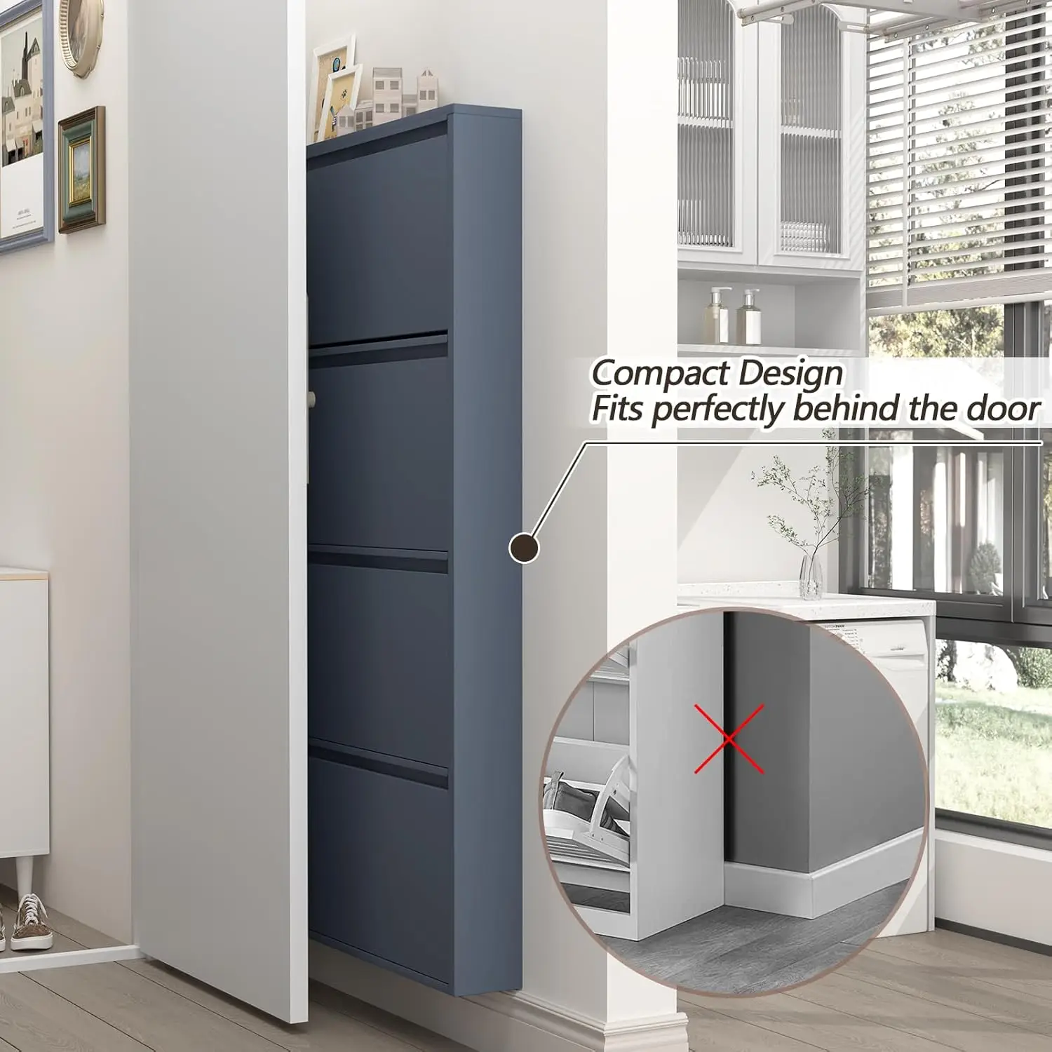 Lemari Sepatu dengan 4 Laci Li - Shoe Rack Cabinet Narrow Entryway ulasan dan harga