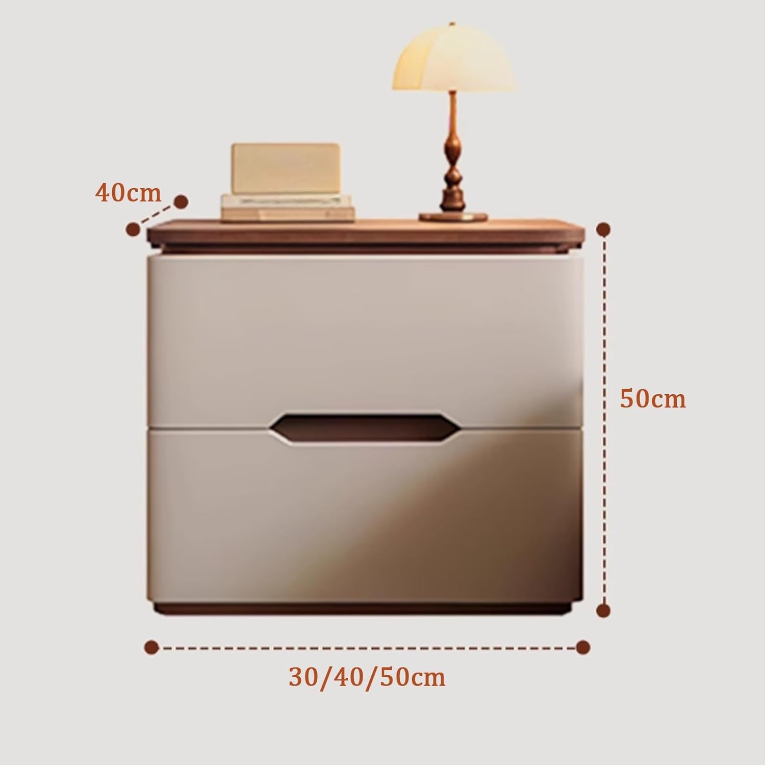 Meja Samping Tempat Tidur Kama - Solid Wood Nightstand 2 Drawers ulasan dan harga